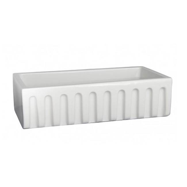 Barclay Hillary 36'' Single Bowl FarmerSink, Fluted Front, White