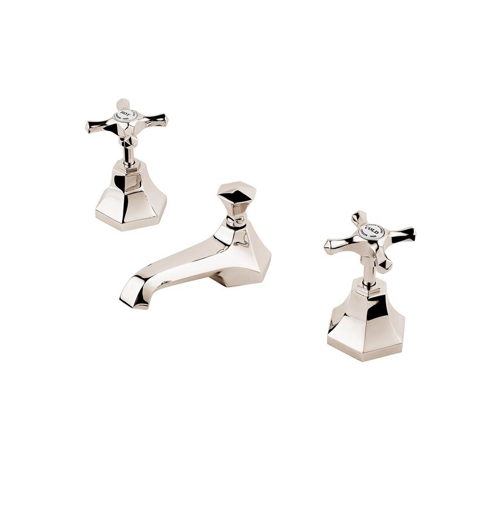 Barber Wilsons And Company Mastercraft Widespread Faucet 4 1/2'' Spout With Pop Up Waste With White Porcelain Buttons