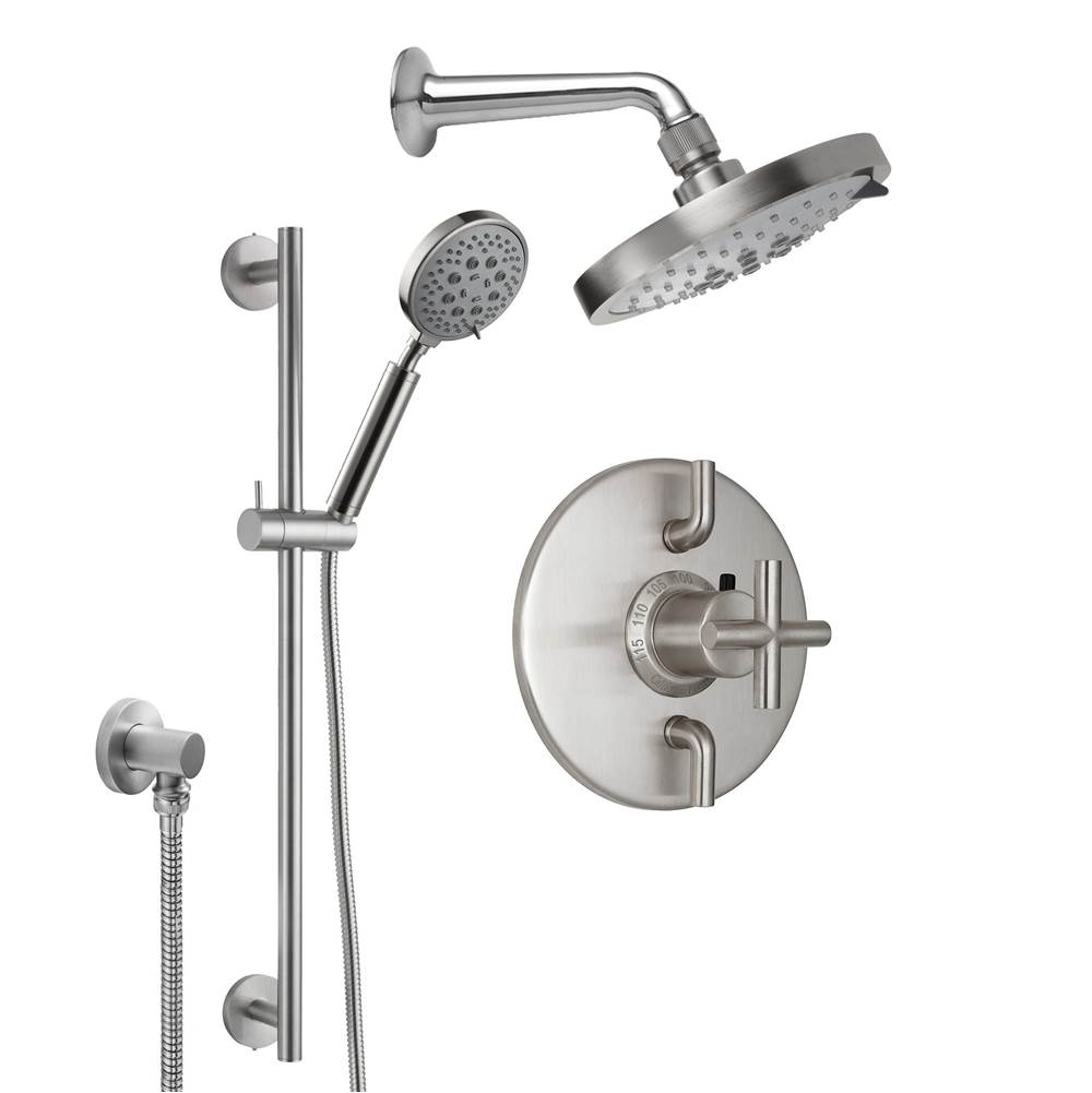 California Faucets Tiburon Styletherm 1/2'' Thermostatic Shower System with Showerhead and Handshower on Slide Bar