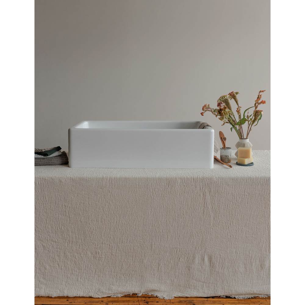 Chambord 36'' Royan Farmhouse Apron Front Single-bowl Fireclay Kitchen Sink with Off-set Drain