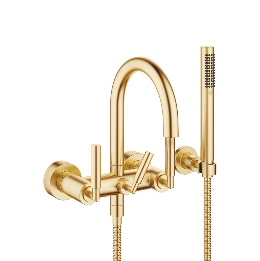 Dornbracht Tara Tub Mixer For Wall-Mounted Installation With Hand Shower Set In Brushed Durabrass