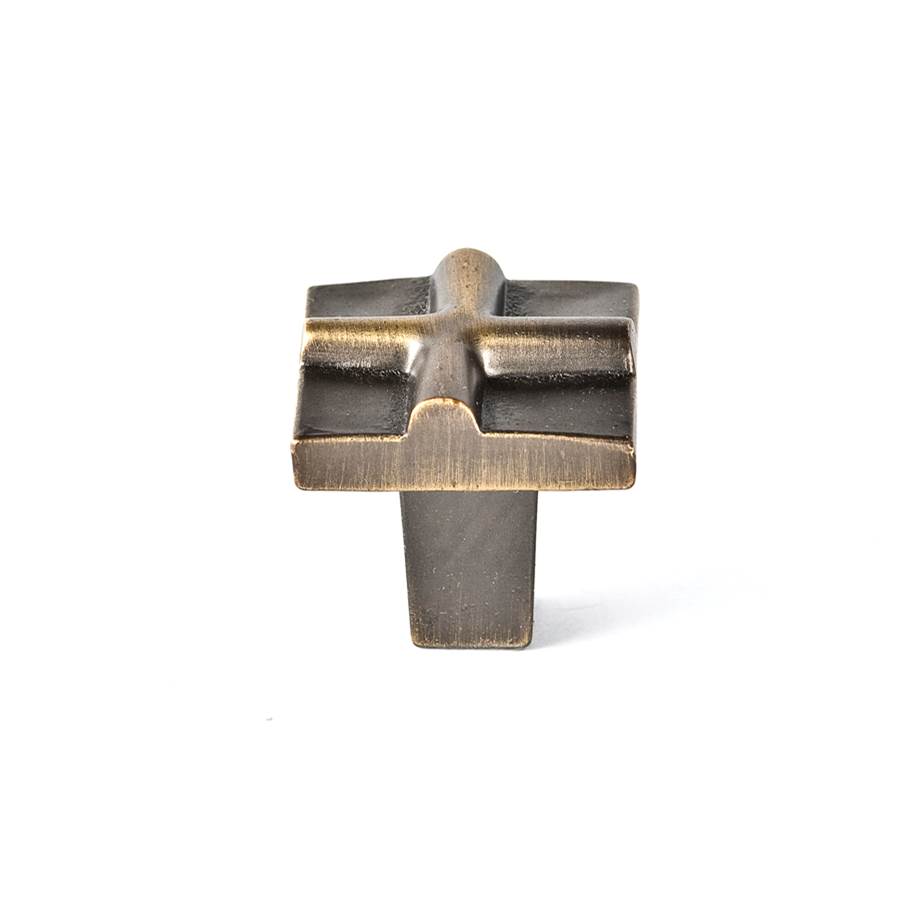 Du Verre Rio Small Cross Knob 1 Inch - Antique Brass