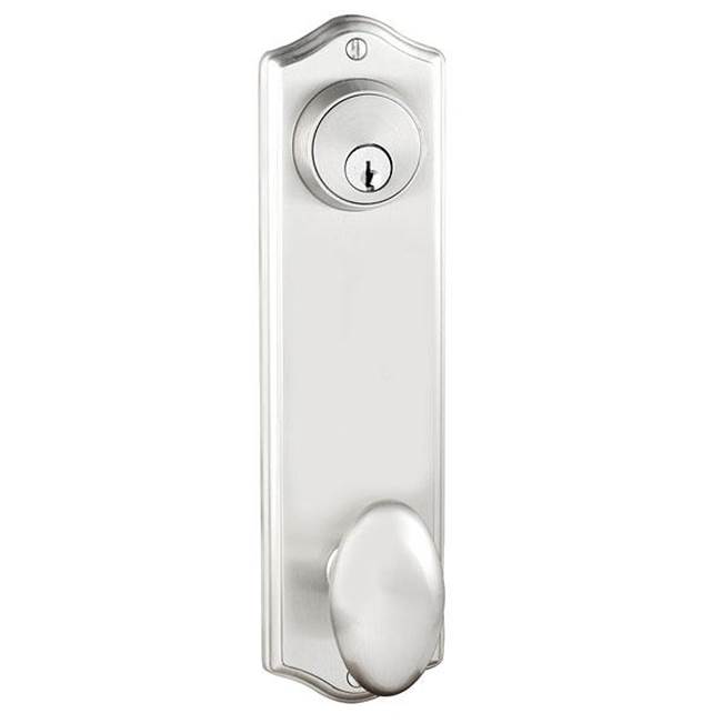 Emtek Passage Single Keyed, Sideplate Locksets Colonial 5-1/2'' Center to Center Keyed, Ribbon and Reed Lever, RH, US15A