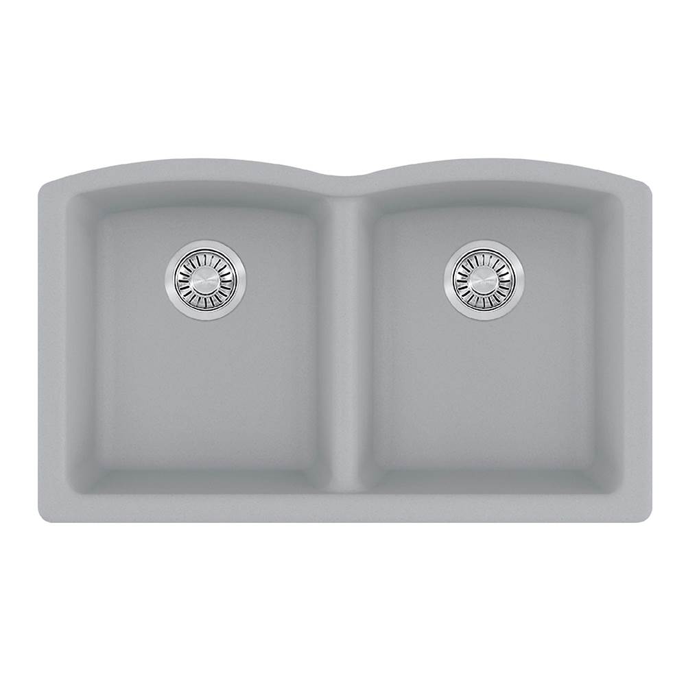 Franke Ellipse 33.0-in. x 19.7-in. Stone Grey Granite Undermount Double Bowl Kitchen Sink - ELG120OSHG