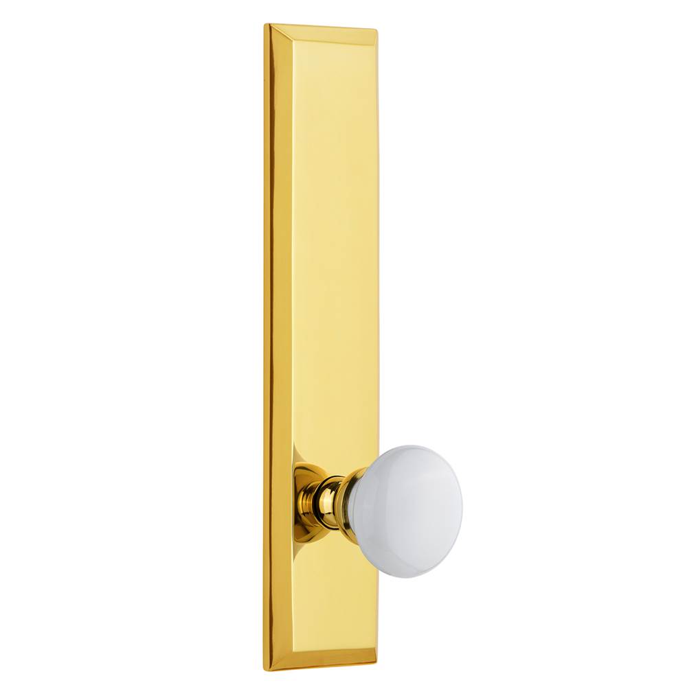 Grandeur Hardware Grandeur Hardware Fifth Avenue Tall Plate Double Dummy with Hyde Park Knob in Polished Brass