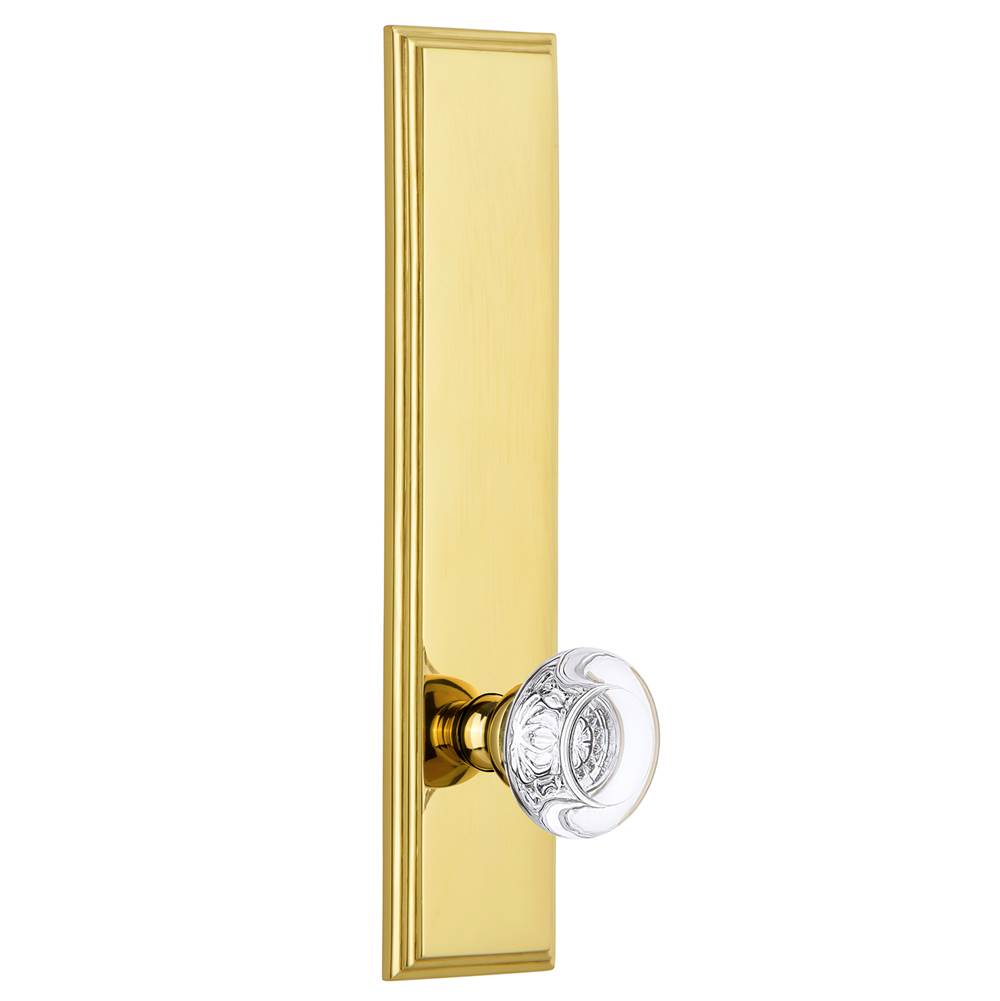 Grandeur Hardware Grandeur Hardware Carre'' Tall Plate Privacy with Bordeaux Knob in Polished Brass