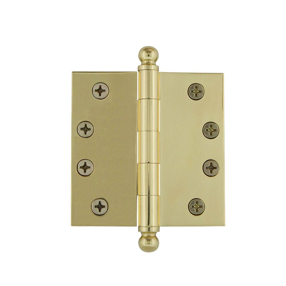Grandeur Hardware Grandeur Hardware 4'' Ball Tip Heavy Duty Hinge with Square Corners in Unlacquered Brass