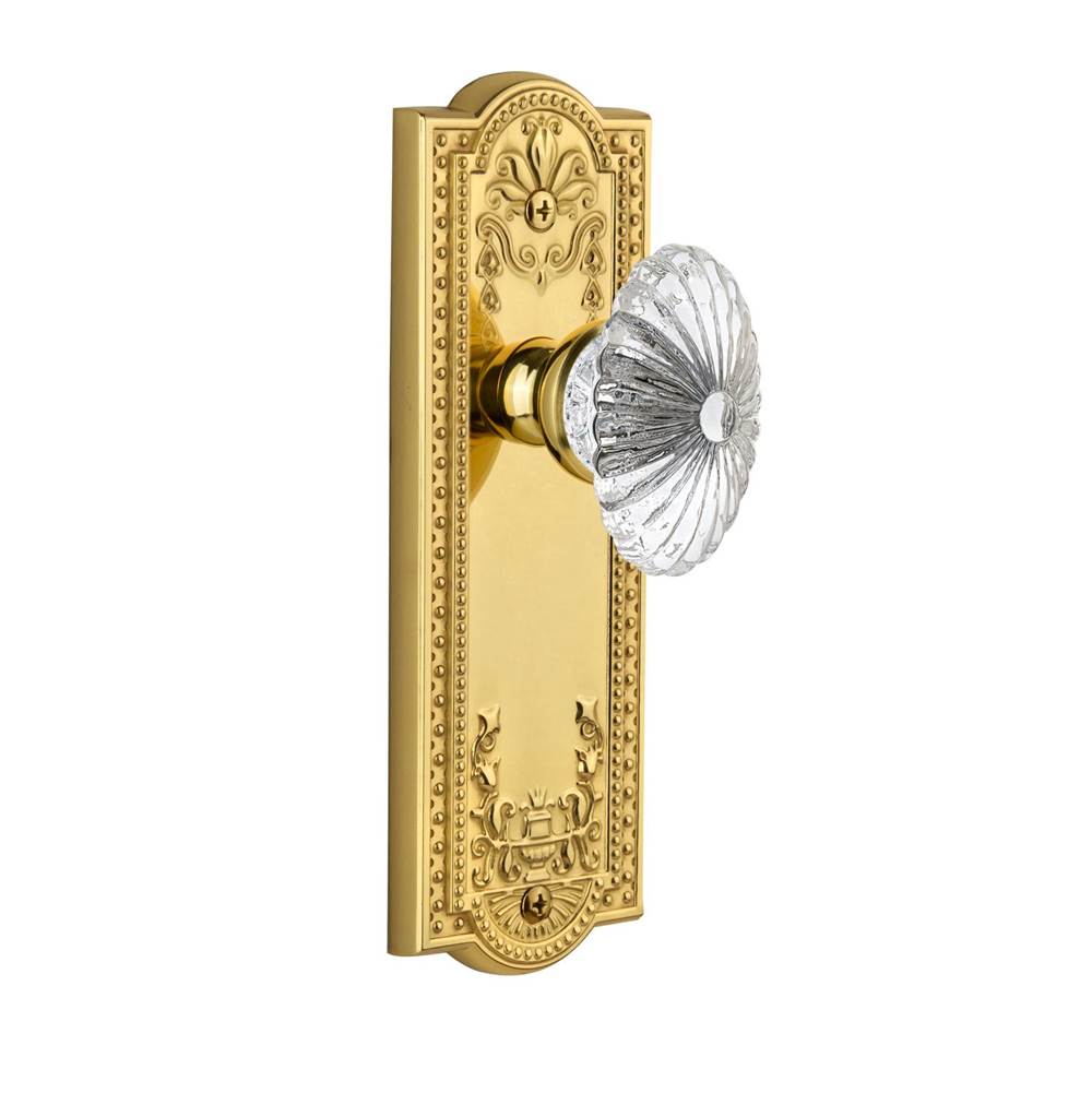 Grandeur Hardware Grandeur - Privacy Knob - Parthenon Plate with Burgundy Crystal Knob in Polished Brass
