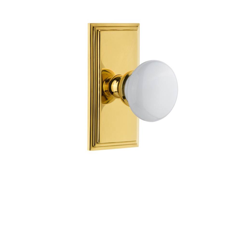 Grandeur Hardware Grandeur Carre Plate Double Dummy with Hyde Park Knob in Polished Brass