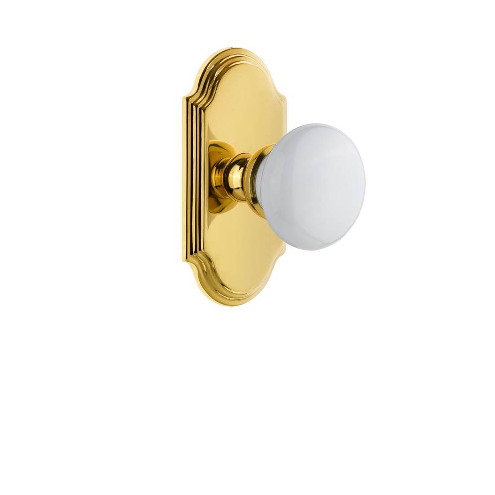 Grandeur Hardware Grandeur Arc Plate Double Dummy with Hyde Park Knob in Polished Brass