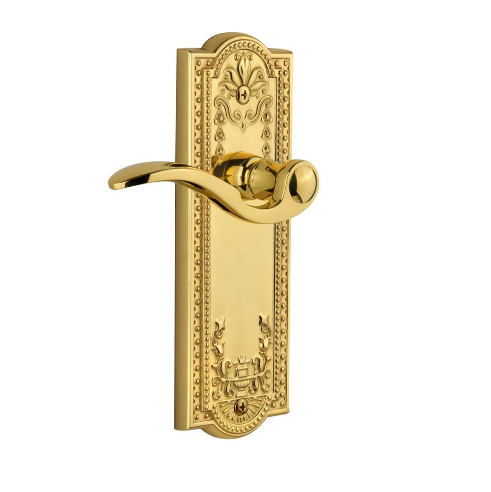 Grandeur Hardware Grandeur Parthenon Plate Privacy with Bellagio Lever in Polished Brass