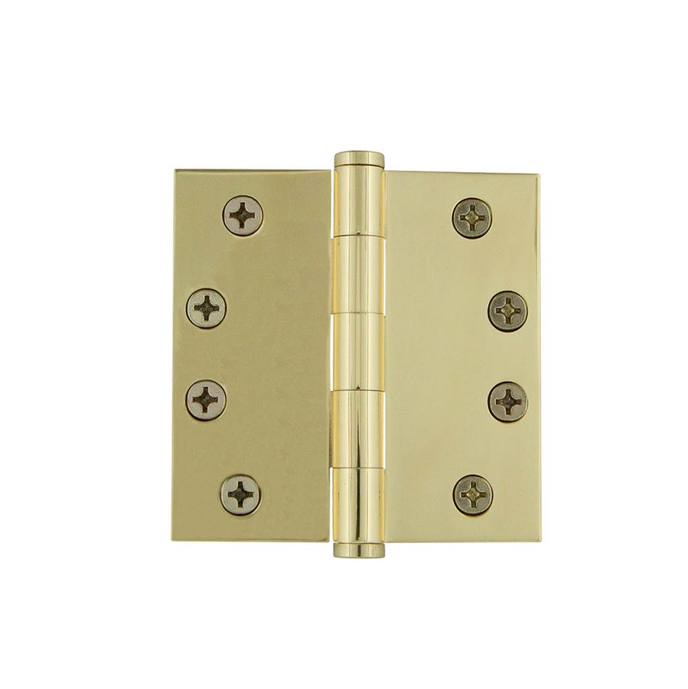 Grandeur Hardware Grandeur Hardware 4'' Button Tip Heavy Duty Hinge with Square Corners in Polished Brass