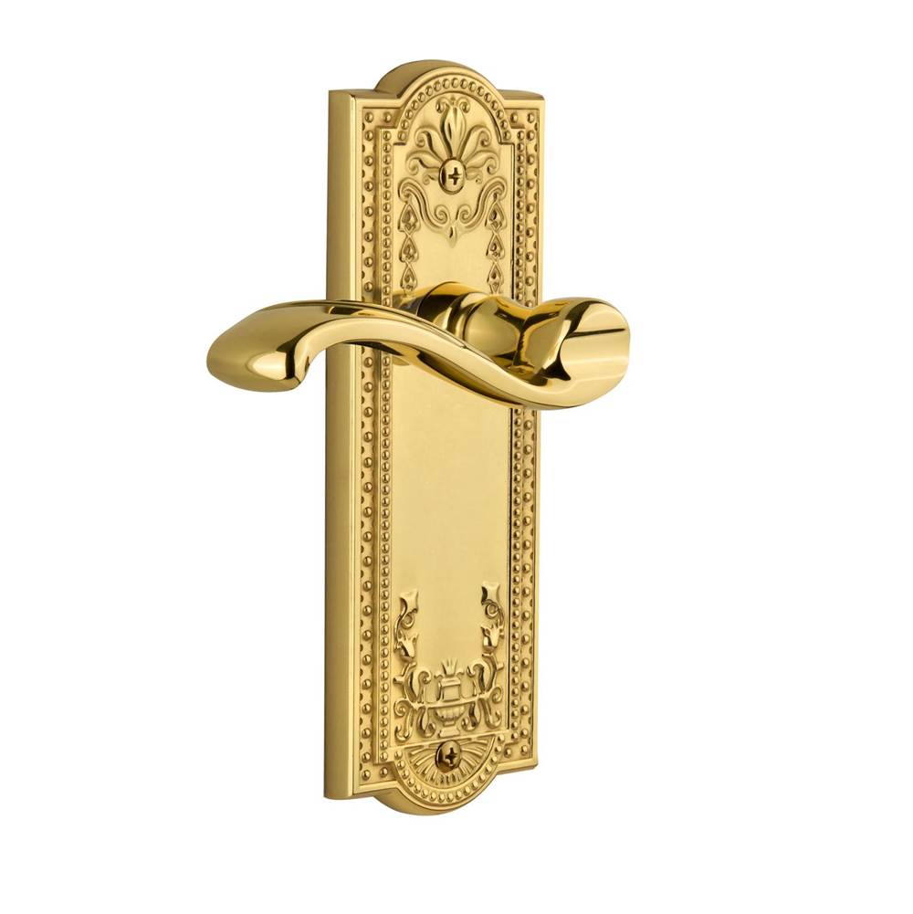 Grandeur Hardware Grandeur - Dummy Right Handed Knob - Parthenon Plate with Portofino Lever in Polished Brass