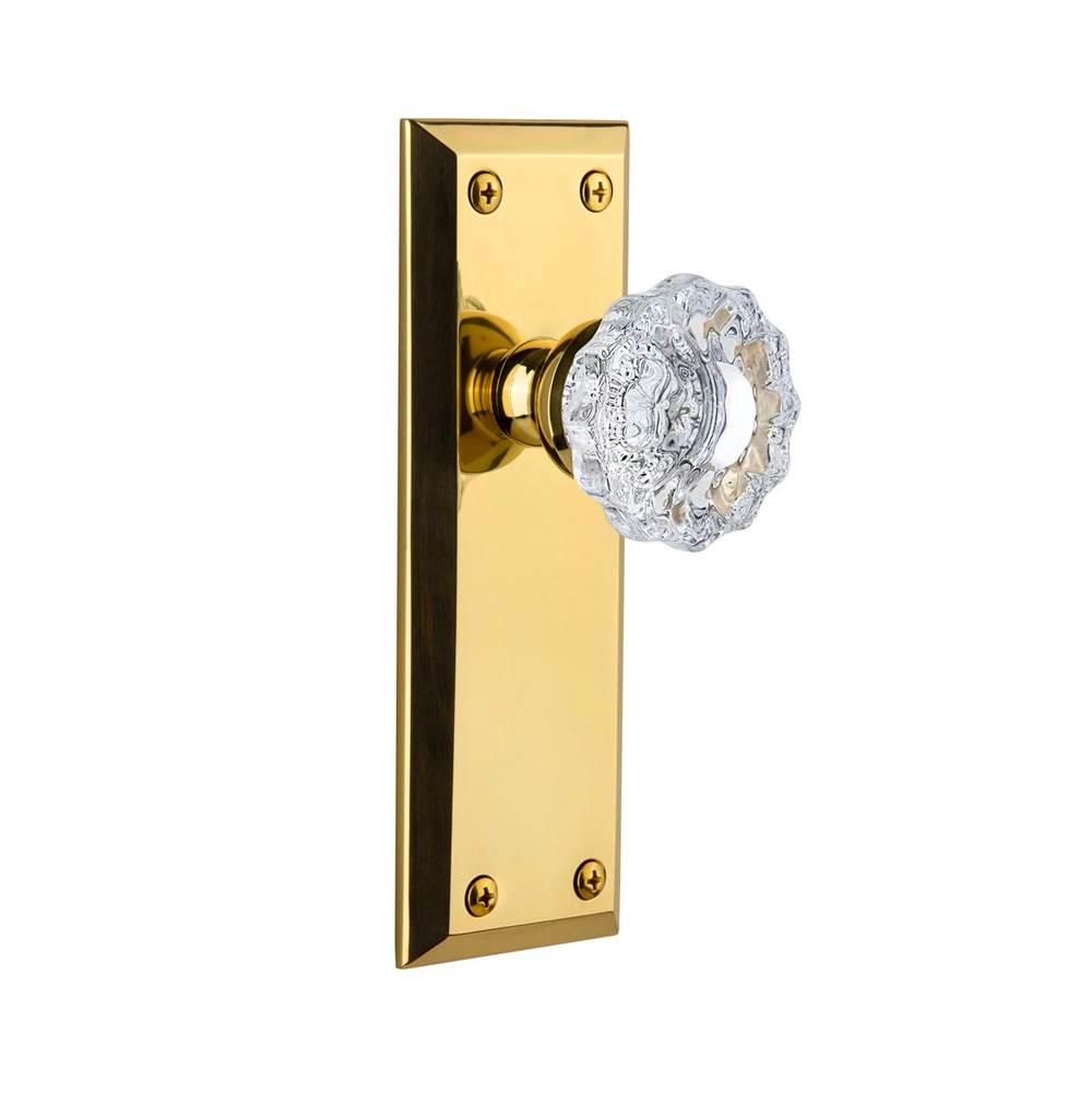 Grandeur Hardware Grandeur - Passage Knob - Fifth Avenue Plate with Versailles Crystal Knob in Polished Brass