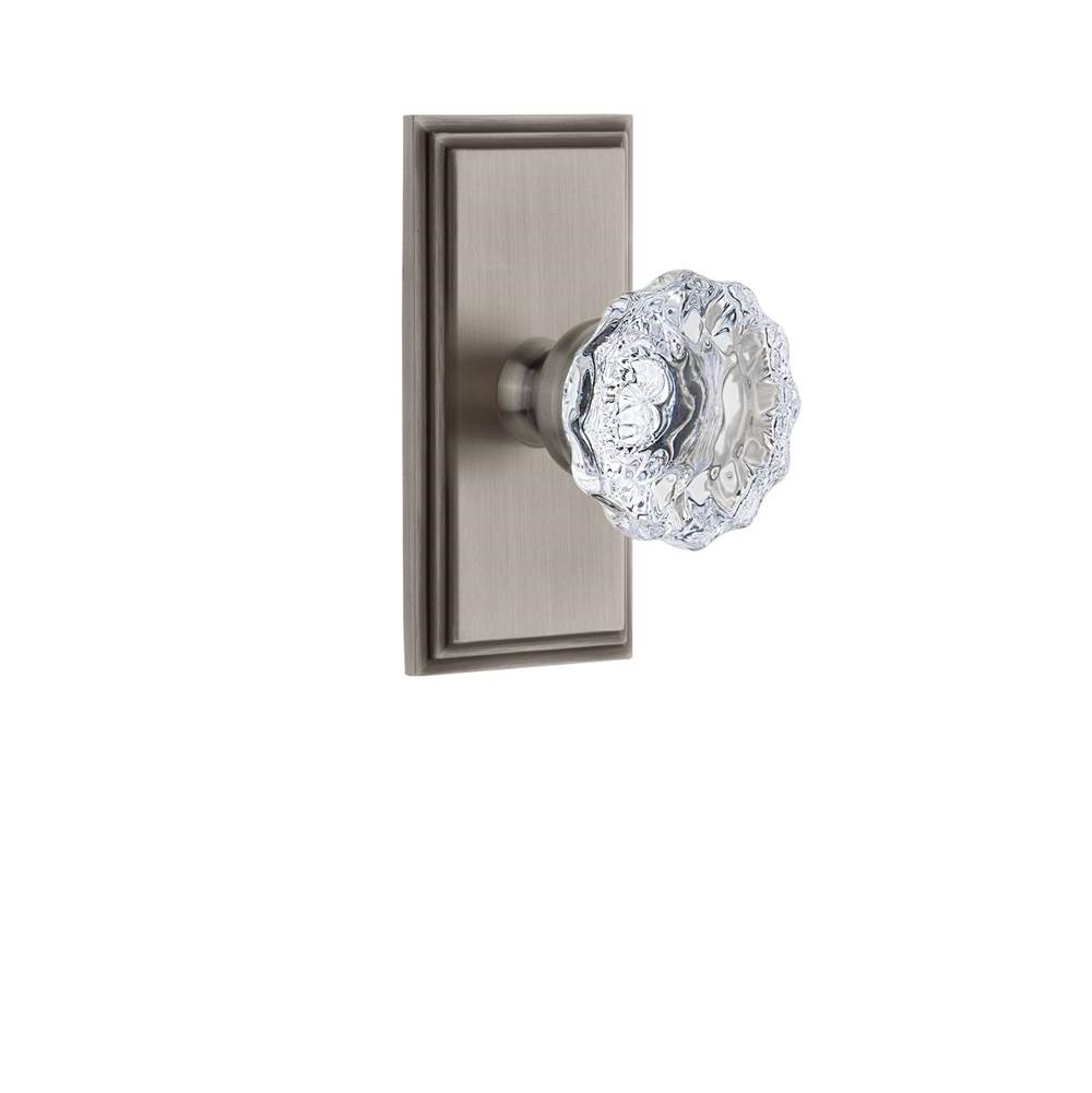 Grandeur Hardware Grandeur Carre Plate Privacy with Fontainebleau Crystal Knob in Antique Pewter