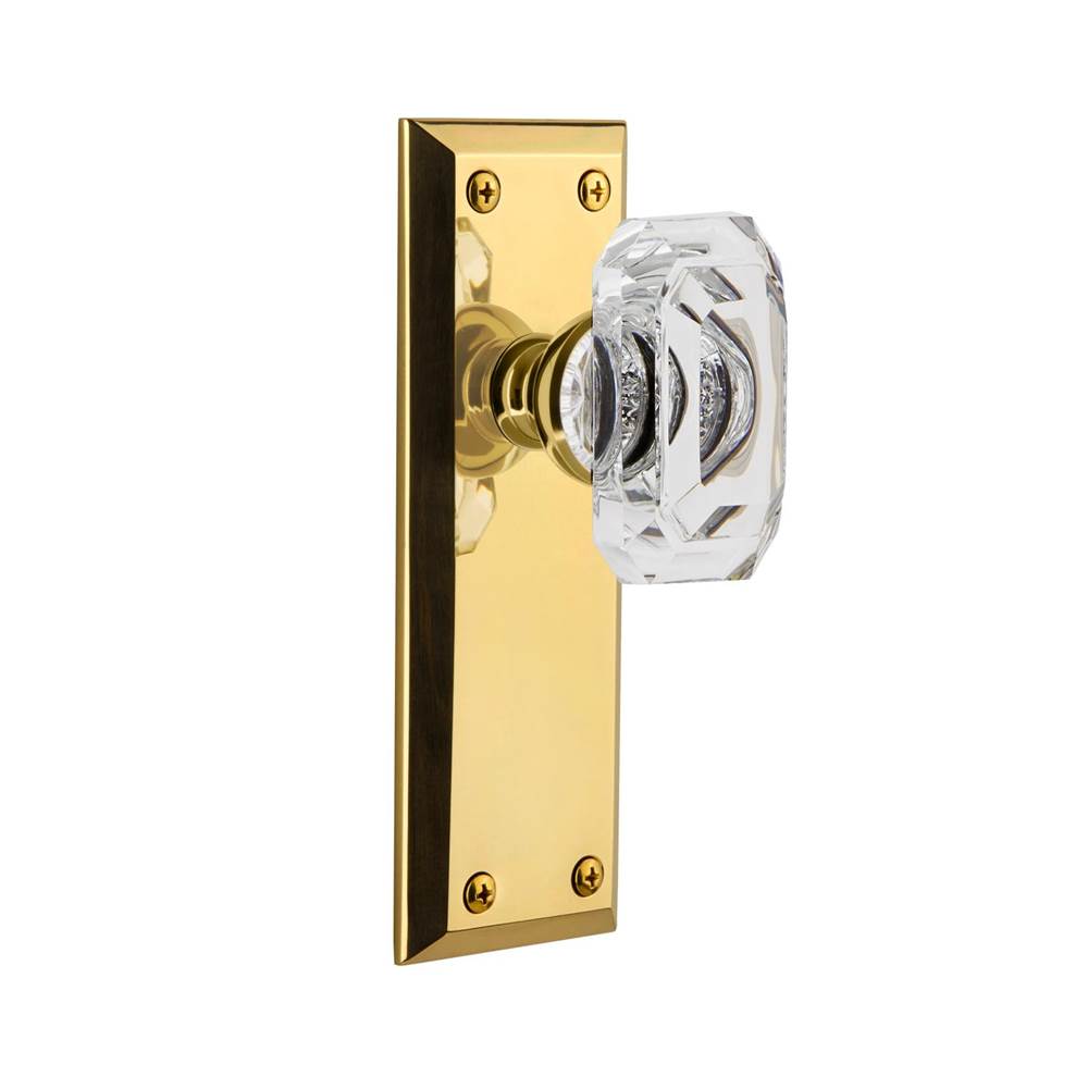 Grandeur Hardware Grandeur Fifth Avenue Plate Double Dummy with Baguette Crystal Knob in Polished Brass