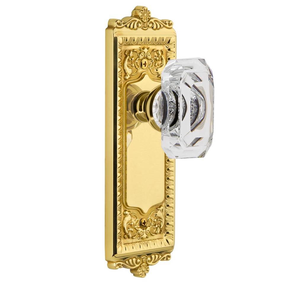 Grandeur Hardware Grandeur Windsor Plate Privacy with Baguette Crystal Knob in Polished Brass