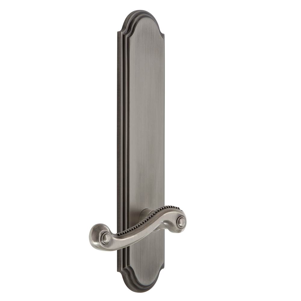 Grandeur Hardware Grandeur Hardware Arc Tall Plate Passage with Newport Lever in Antique Pewter
