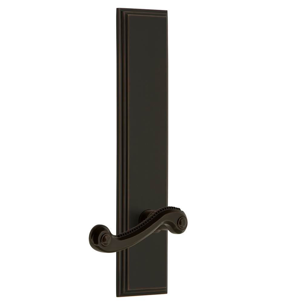 Grandeur Hardware Grandeur Hardware Carre'' Tall Plate Passage with Newport Lever in Timeless Bronze