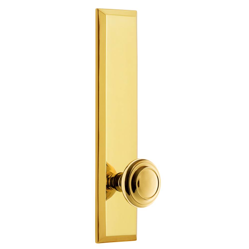 Grandeur Hardware Grandeur Hardware Fifth Avenue Tall Plate Dummy with Circulaire Knob in Polished Brass