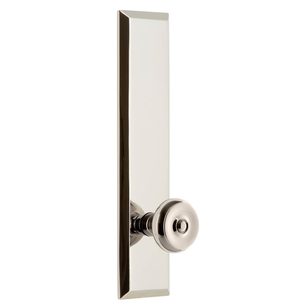 Grandeur Hardware Grandeur Hardware Fifth Avenue Tall Plate Double Dummy with Bouton Knob in Polished Nickel
