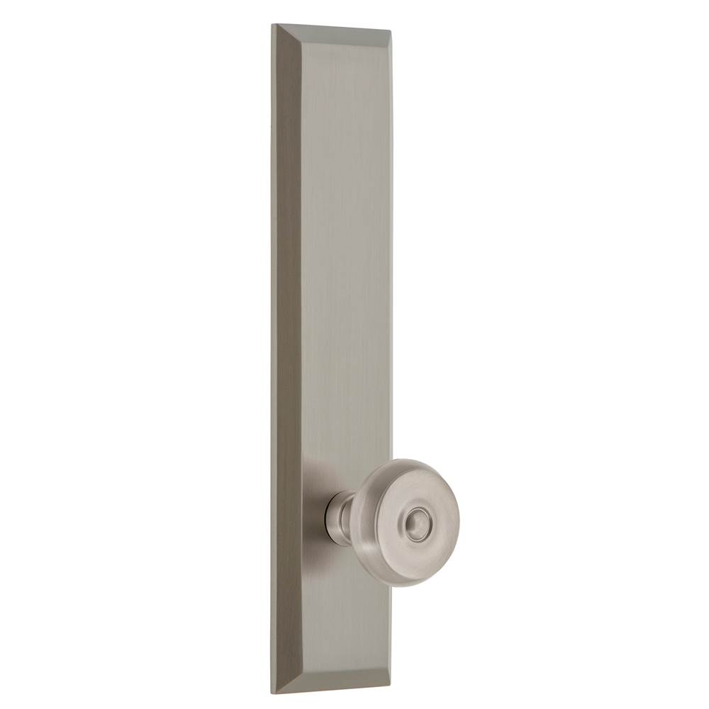 Grandeur Hardware Grandeur Hardware Fifth Avenue Tall Plate Double Dummy with Bouton Knob in Satin Nickel