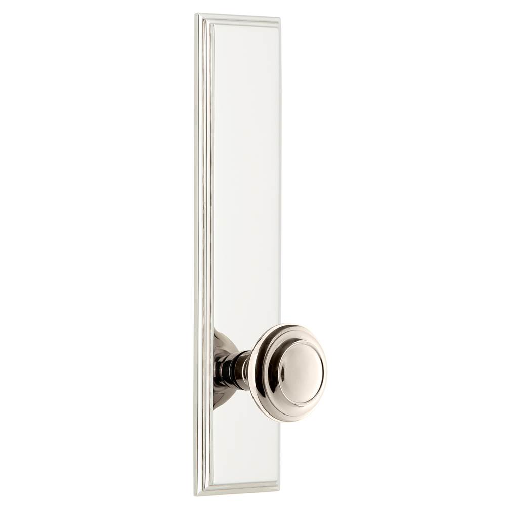 Grandeur Hardware Grandeur Hardware Carre'' Tall Plate Privacy with Circulaire Knob in Polished Nickel