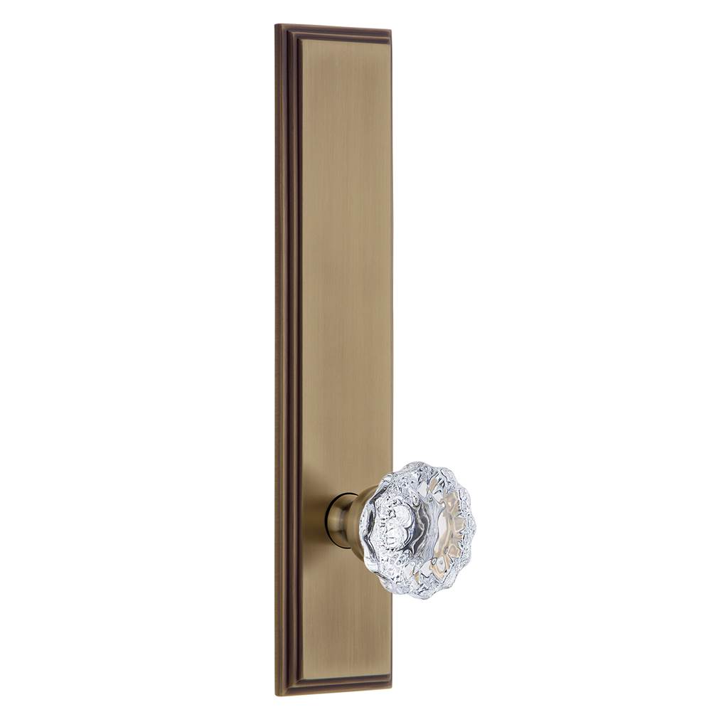 Grandeur Hardware Grandeur Hardware Carre'' Tall Plate Privacy with Fontainebleau Knob in Vintage Brass