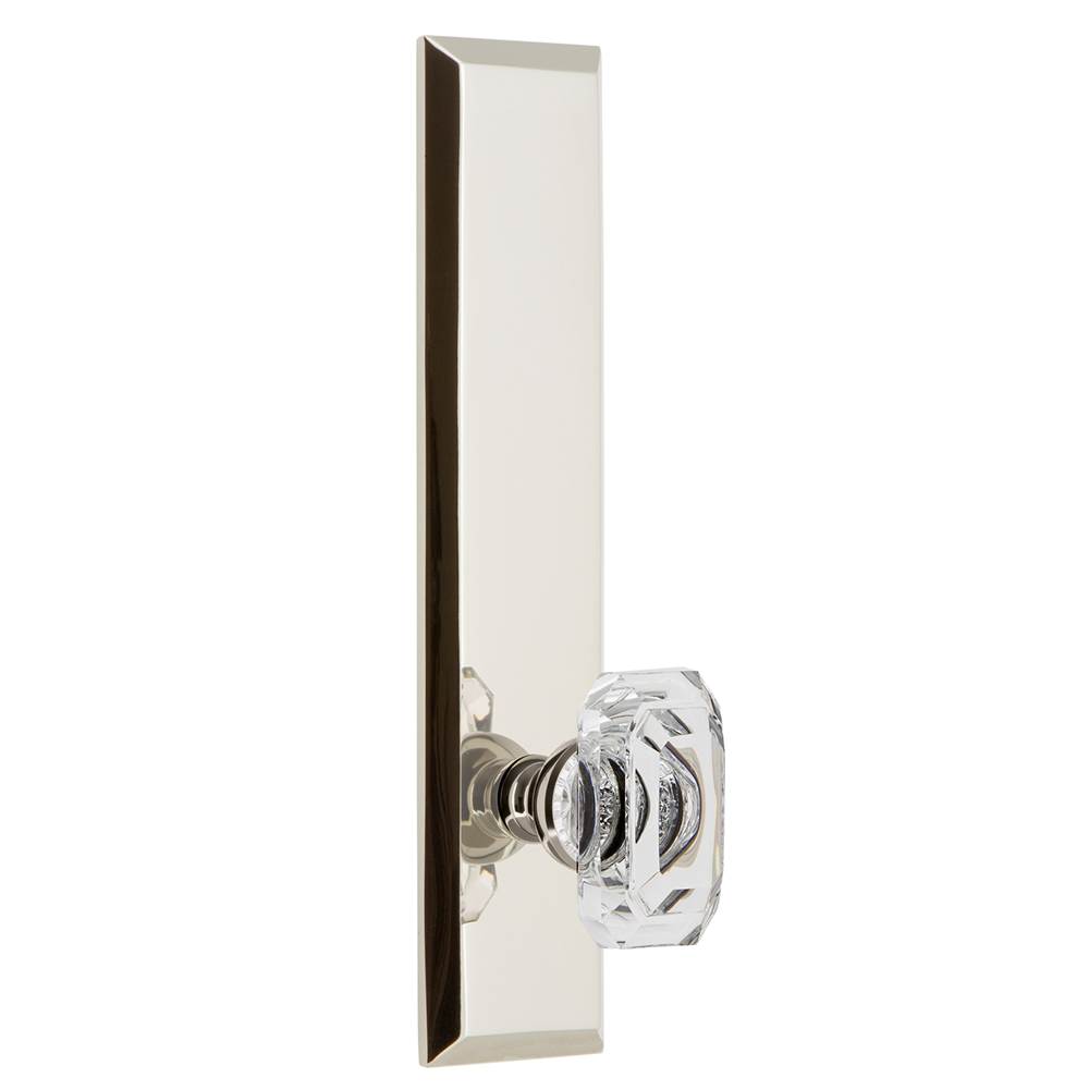 Grandeur Hardware Grandeur Hardware Fifth Avenue Tall Plate Privacy with Baguette Clear Crystal Knob in Polished Nickel