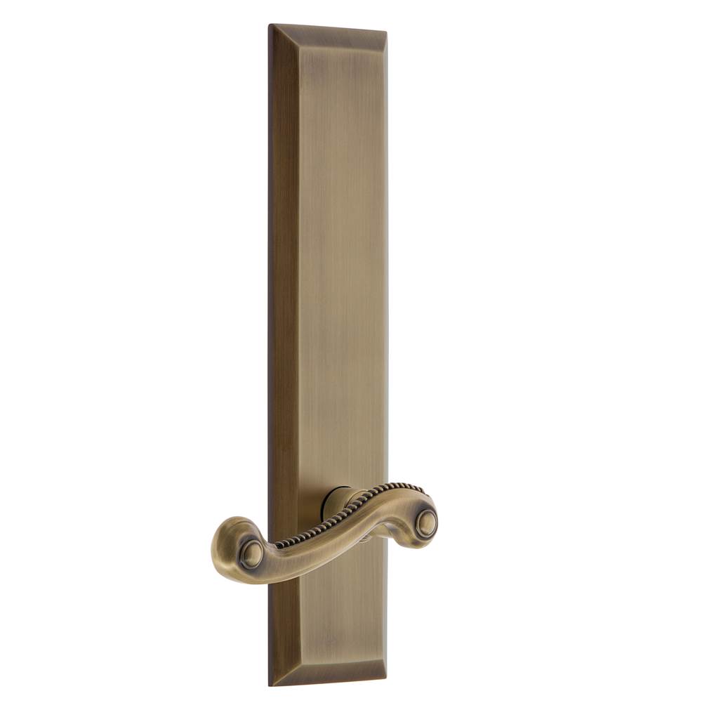 Grandeur Hardware Grandeur Hardware Fifth Avenue Tall Plate Privacy with Newport Lever in Vintage Brass