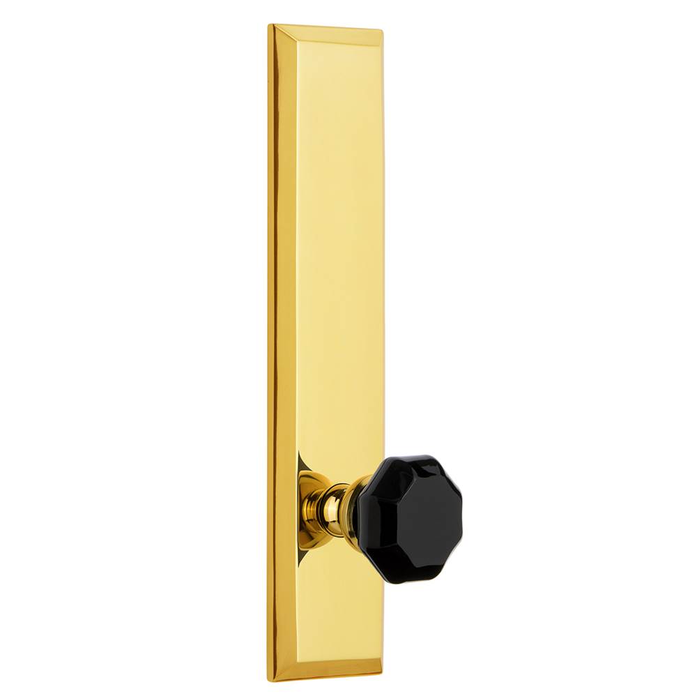 Grandeur Hardware Grandeur Fifth Avenue Plate Double Dummy Tall Plate Lyon Knob in Polished Brass