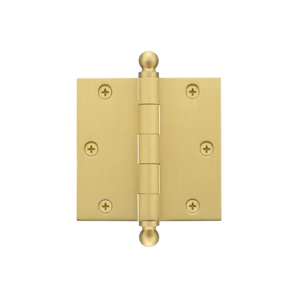 Grandeur Hardware 3.5'' Ball Tip Residential Hinge with Square Corners in Satin Brass
