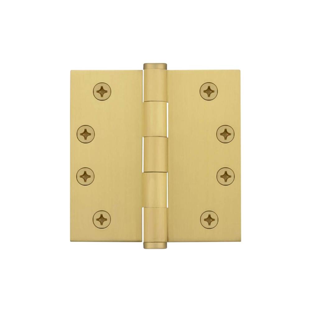 Grandeur Hardware 4'' Button Tip Heavy Duty Hinge with Square Corners in Satin Brass