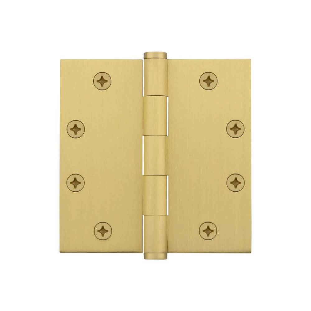 Grandeur Hardware 4.5'' Button Tip Heavy Duty Hinge with Square Corners in Satin Brass