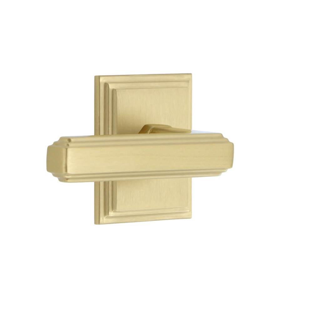 Grandeur Hardware Carre Square Rosette Passage with Carre Lever in Satin Brass