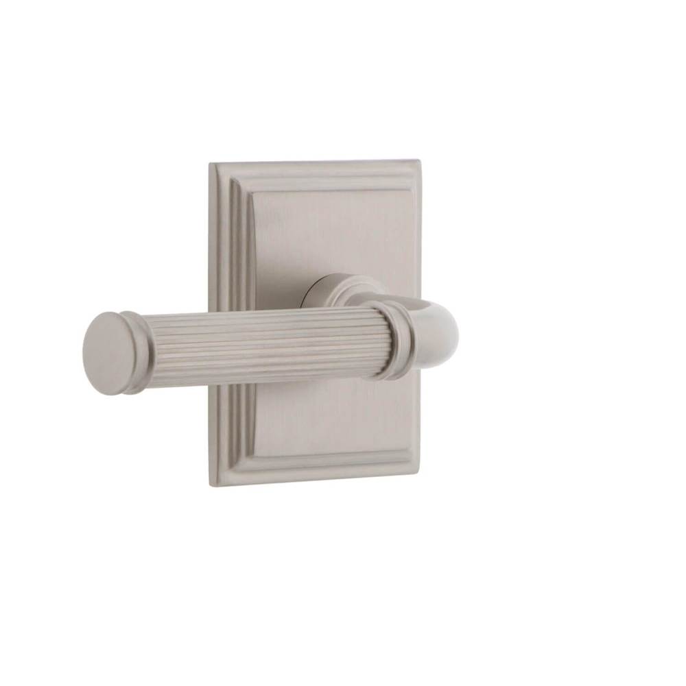 Grandeur Hardware Carre Square Rosette Privacy with Soleil Lever in Satin Nickel