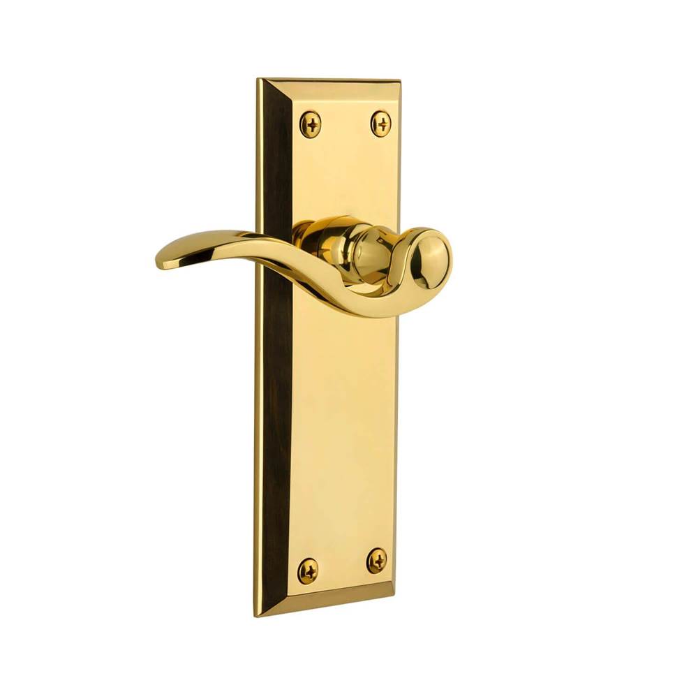 Grandeur Hardware Fifth Avenue Plate Passage with Bellagio Lever in Polished Brass