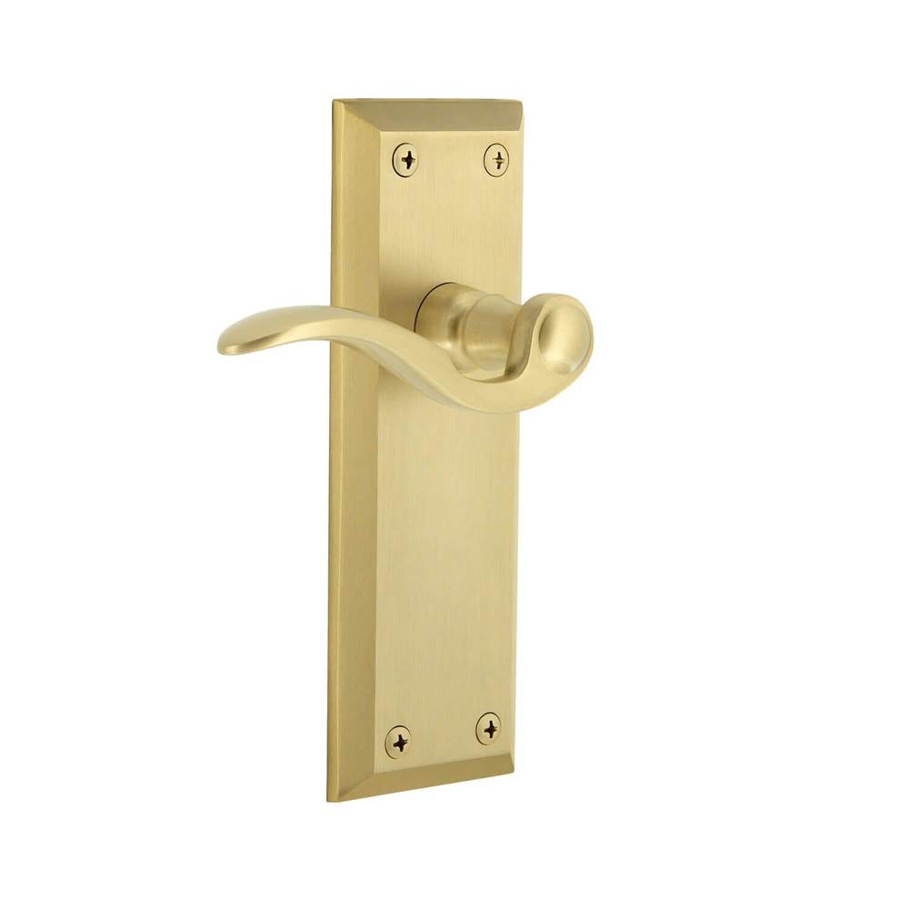 Grandeur Hardware Fifth Avenue Plate Privacy with Bellagio Lever in Satin Brass