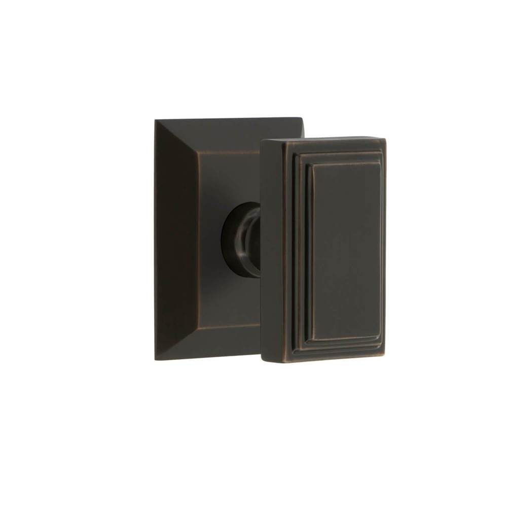 Grandeur Hardware Fifth Avenue Square Rosette Privacy with Carre Knob in Timeless Bronze