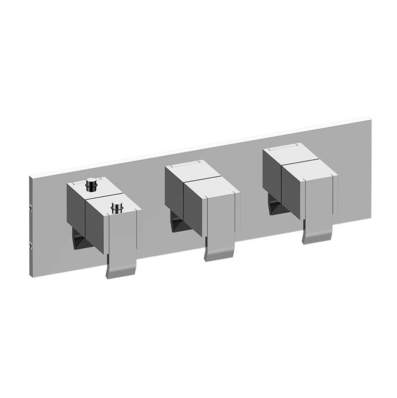 Graff M-Series Square Thermostatic 3-Hole Trim Plate w/Qubic Handle (Horizontal Installation)