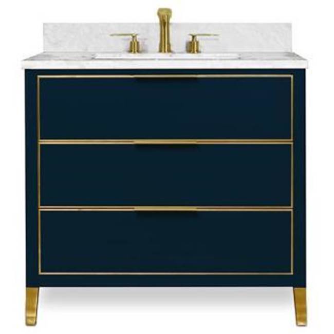 Icera Muse Vanity Cabinet 36-in, Navy Blue with Satin Brass