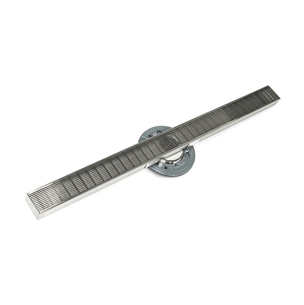 Infinity Drain 72'' S-Stainless Steel Series High Flow Complete Kit with 2 1/2'' Wedge Wire Grate in Satin Stainless with ABS Drain Body, 3'' Outlet