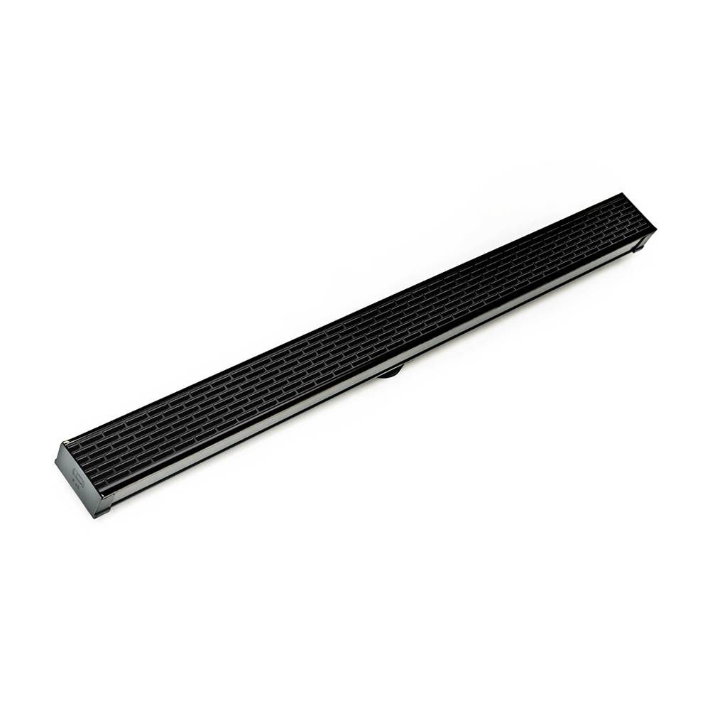 Infinity Drain 48'' S-PVC Series Low Profile Complete Kit with 2 1/2'' Perforated Offset Slot Grate in Matte Black