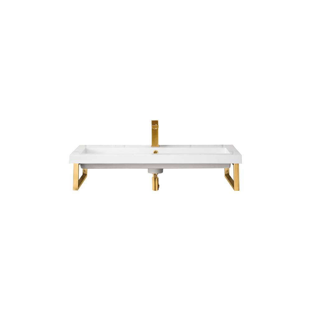 James Martin Vanities Two Boston 15 1/4'' Wall Brackets, Radiant Gold w/39.5'' White Glossy Composite Countertop