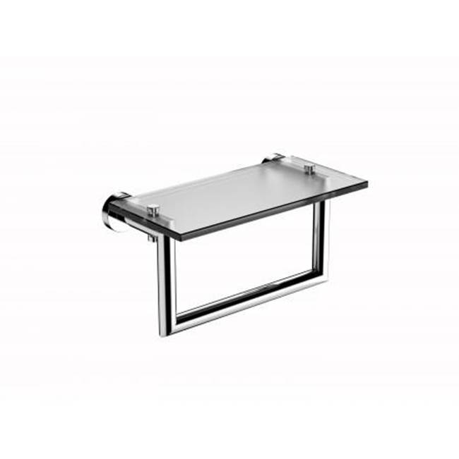 Kartners OSLO - 10-inch Glass Shelf with Towel Rail Solid Back-Polished Nickel