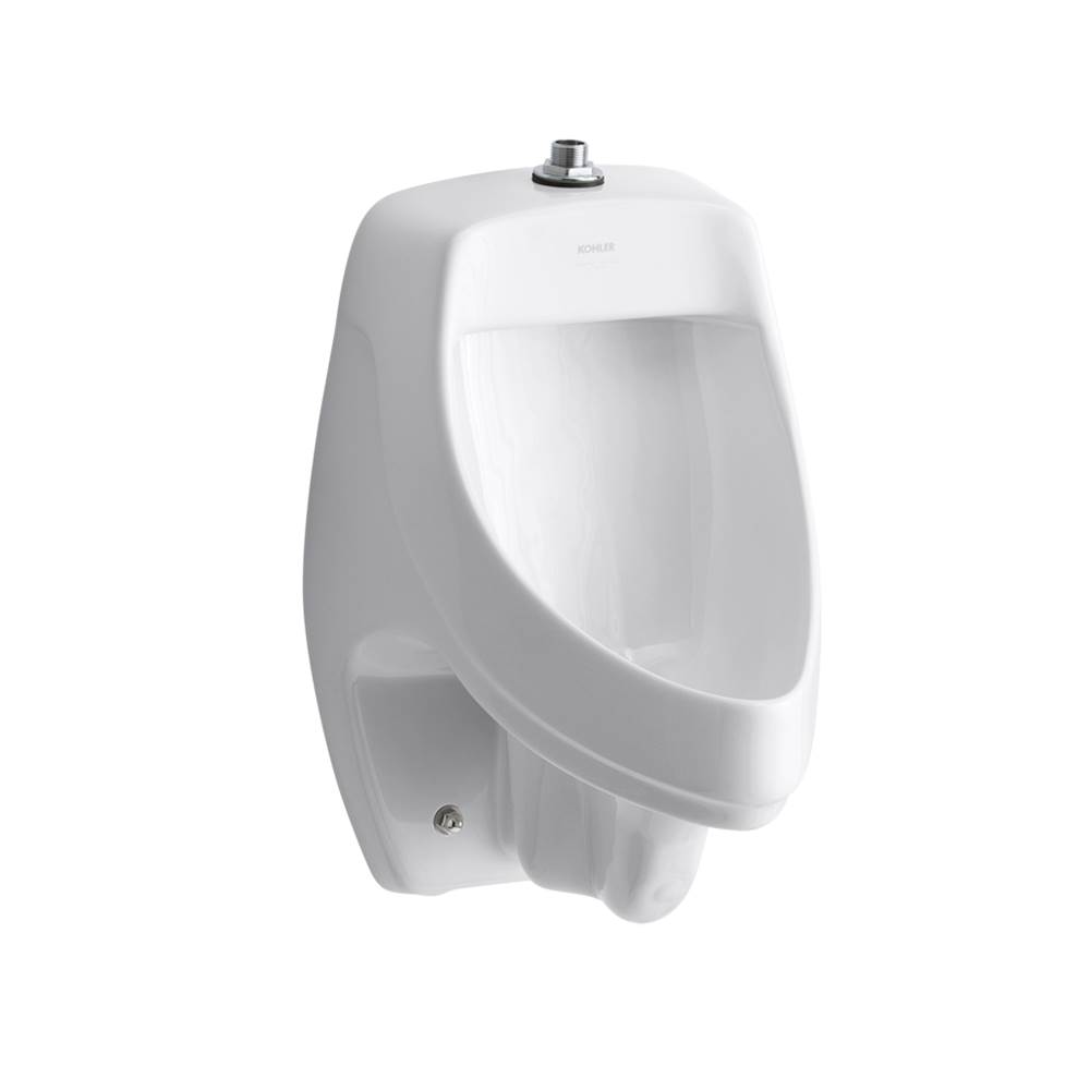 Kohler Dexter™ siphon-jet wall-mount 0.5 or 1.0 gpf urinal with top spud, antimicrobial