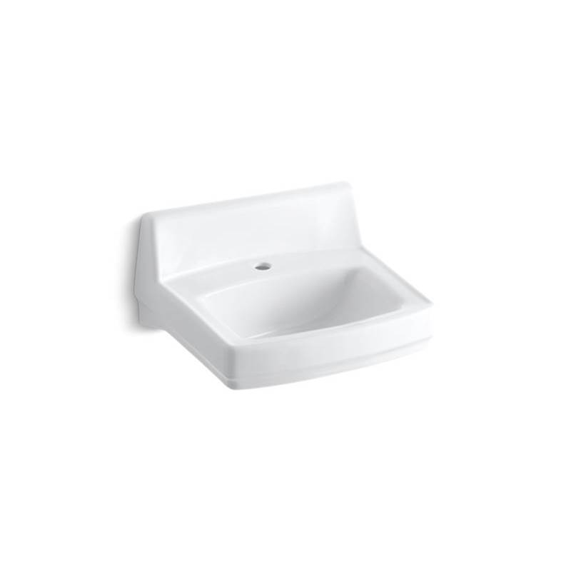 KOHLER K-1721-47 Chesapeake 20-Inch x 18-1/4-Inch Wall-Mount/Concealed Arm Carrier Bathroom Sink with Single Faucet Hole Almond