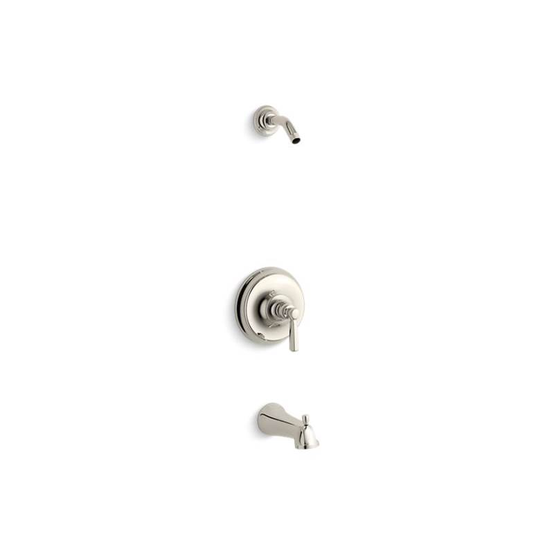 Kohler Bancroft® Rite-Temp(R) bath and shower valve trim with metal lever handle and slip-fit spout, less showerhead