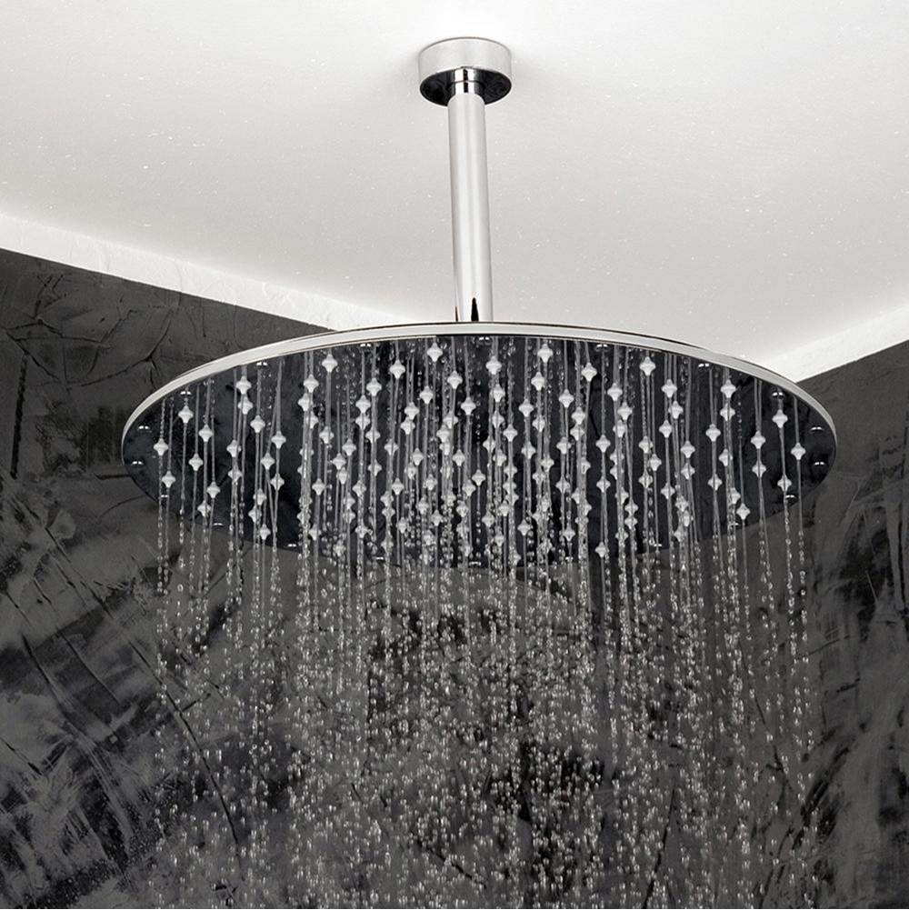 Lacava Ceiling-mount tilting round rain shower head, 330 rubber nozzles. Arm and flange sold separately.