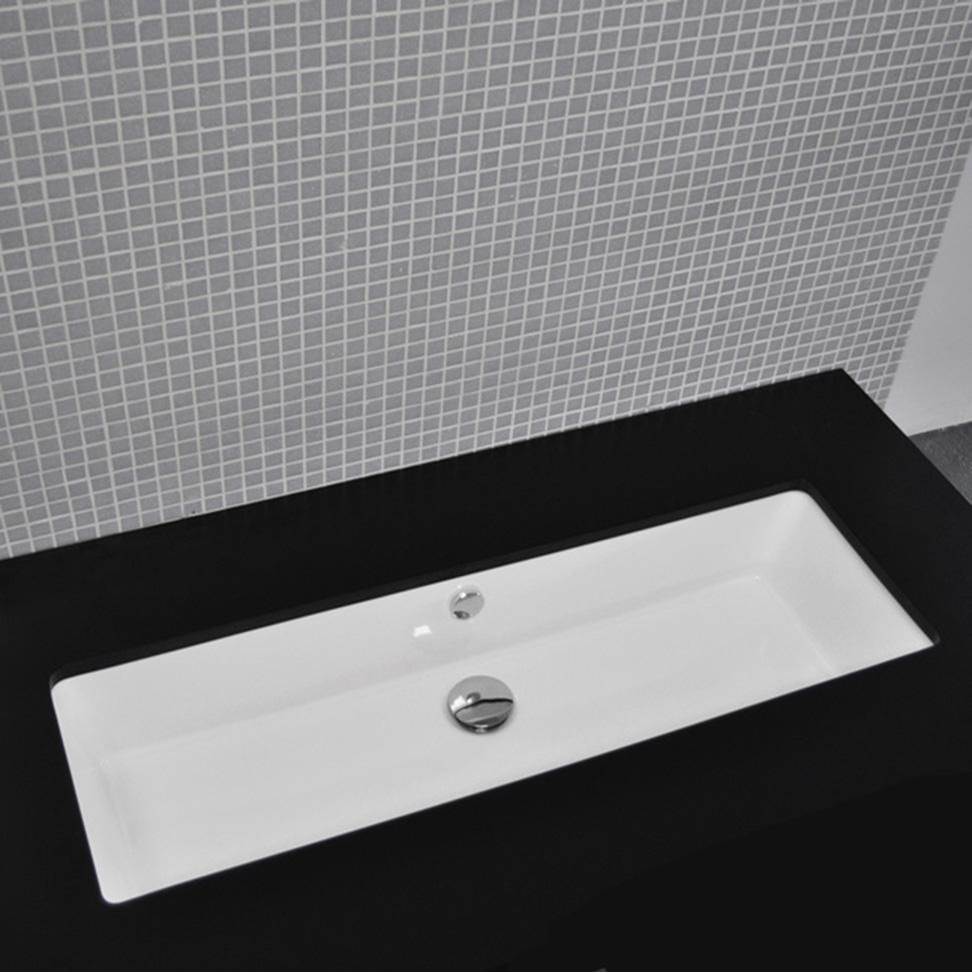 Lacava Under-counter porcelain Bathroom Sink with glazed exterior and overflow, 35 in W, 13 3/8 in D, 7 1/4 in H